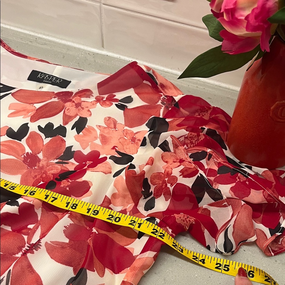 Kasper Red and Pink Floral Midi Dress - Picture 5 of 7
